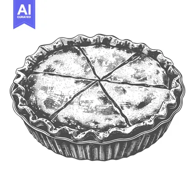 Popular premium asset: A detailed vintage illustration of a delicious sliced pie