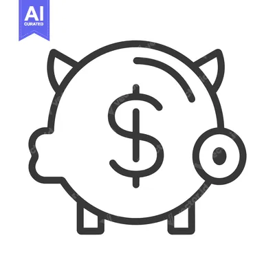 Aset desain premium: Piggy Bank Icon with a Dollar Sign