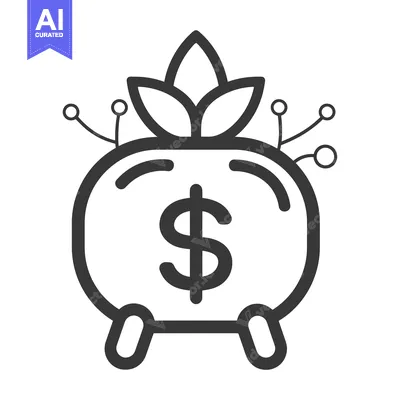 Premium design asset: Piggy Bank with a Dollar Sign and Growing Plant on Top