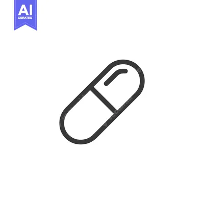 Premium design asset: Minimalist Pill Icon: Medical Capsule Outline on White Background