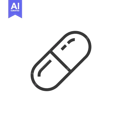 Minimalist Pill Icon: Pharmaceutical Capsule Outline on White Backgrou