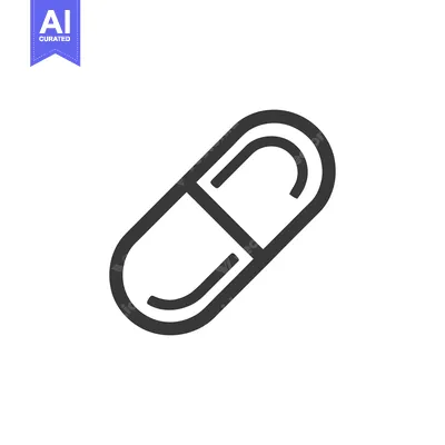 Minimalist Capsule Pill Icon: Medical Symbol in Bold Outline
