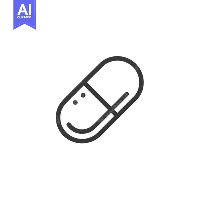 Minimalist Capsule Pill Icon: Medical Treatment Symbol on White Backgr