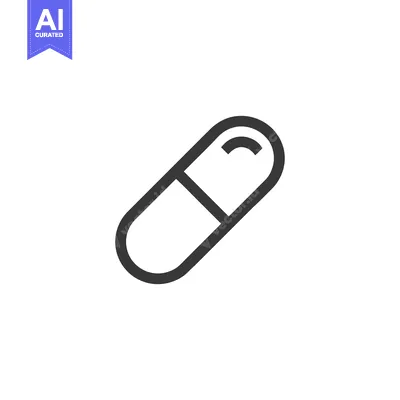 Minimalist Pill Icon: Medical Capsule Outline on White Background