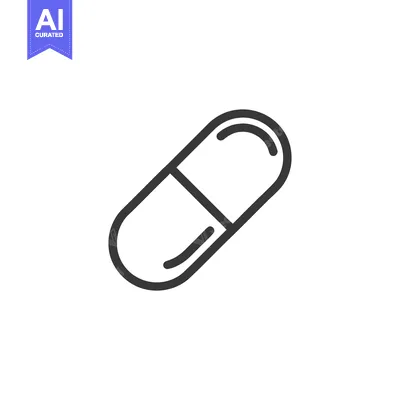 Minimalist Capsule Pill Icon: Medical Treatment Symbol in Black Outlin