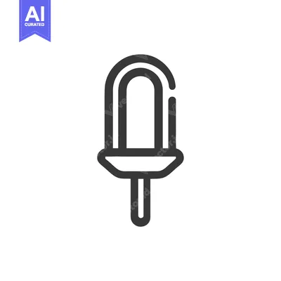 Aset premium populer: Minimalist Ice Cream Bar Icon: Rounded Edges, Clean Design, Dark Gray