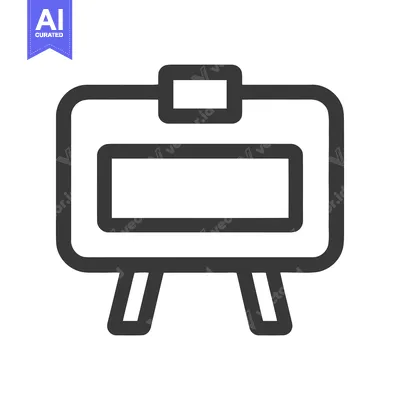 Bold Outline Icon of a Presentation Board on White Background