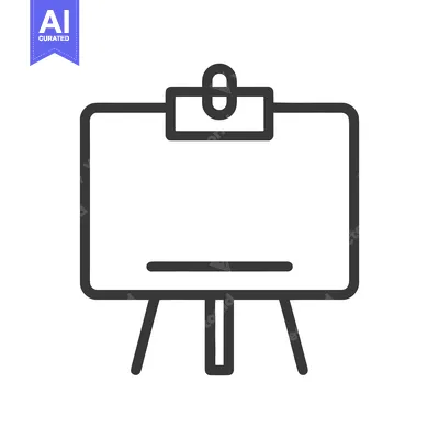 Aset premium populer: Minimalist Easel Icon: Clean Line Art for Presentations and Design