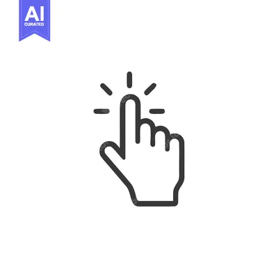 Minimalist Hand Cursor Icon with Finger Pointing Upward and Glowing Ef