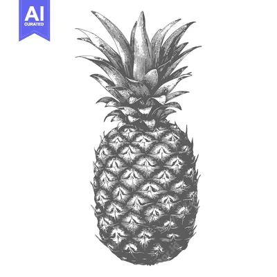 Popular premium asset: A Detailed Monochrome Illustration of a Fresh Pineapple Fruit