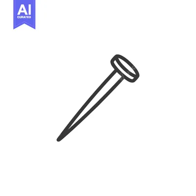 Aset premium populer: Simple Line Art: Isolated Metal Nail on White Background