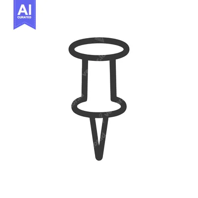 Minimalist Gray Pushpin Icon on White Background, Office Supply Symbol