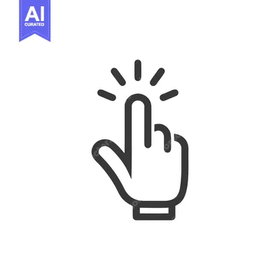 Aset premium populer: Clicking Finger Icon: Bold Outline, Interactive Touch Symbol on White