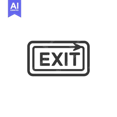 Aset desain premium: Minimalist Exit Sign with Arrow, Black on White Background, Simple Des