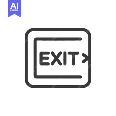 Aset premium populer: Bold Exit Sign Icon with Arrow in Square Frame, Minimalist Design