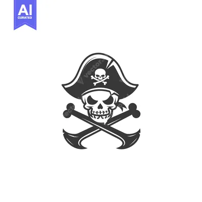 Pirate Skull with Hat and Crossed Anchors