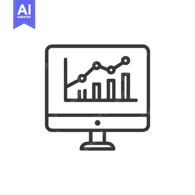 Monitor Displaying a Line and Bar Graph, Business Analytics Icon