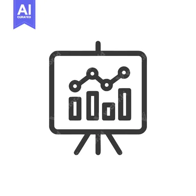 Aset premium populer: Presentation Board Icon: Bar and Line Graph on Stand, Outline Style