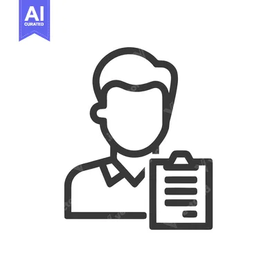 Man with Clipboard Icon: Simple Outline Illustration for Business and