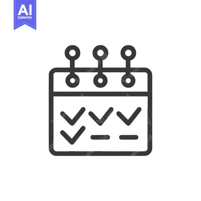 Completed Tasks: Calendar Icon with Checkmarks and Dashes for Planning