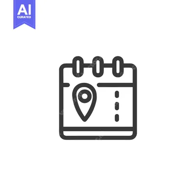 Aset desain premium: Minimalist Calendar Icon with Location Pin, Appointment Reminder Symbo
