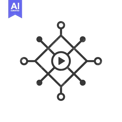 Play button icon with network connections