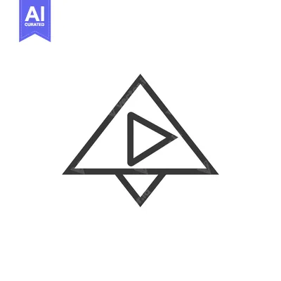 Premium design asset: Play button inside a triangle with a pointy bottom