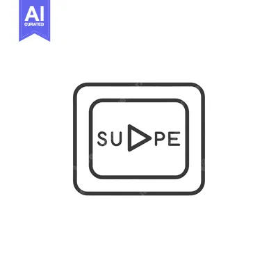 Play Button Inside Square Frame with "SU PE" Text