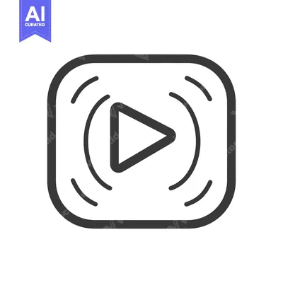 Aset desain premium: Play Button with Concentric Circles in a Square