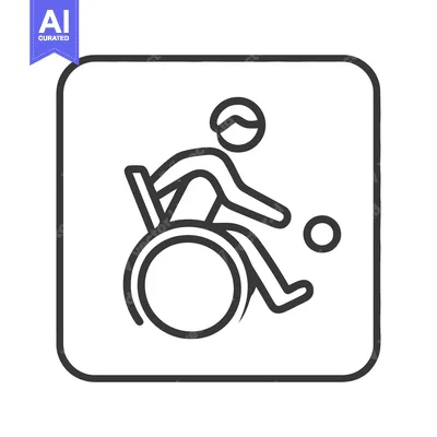 Boccia Sport Icon: Wheelchair User Playing Ball Game in Outline Style
