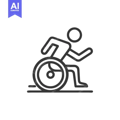 Aset premium populer: Dynamic Wheelchair Icon: Active Lifestyle, Accessibility, and Motion