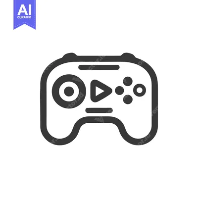 Minimalist Game Controller Icon with Play Button and Circular Controls
