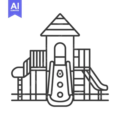 Premium design asset: Playground Structure with Slide and Climbing Wall