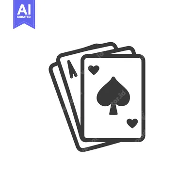 Minimalist Playing Cards Icon: Ace, Heart, Spade in Stacked Arrangemen
