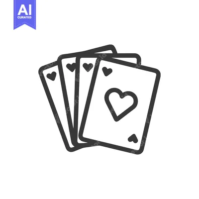 Aset premium populer: Minimalist Heart Suit Playing Cards Icon, Black Outline on White Backg