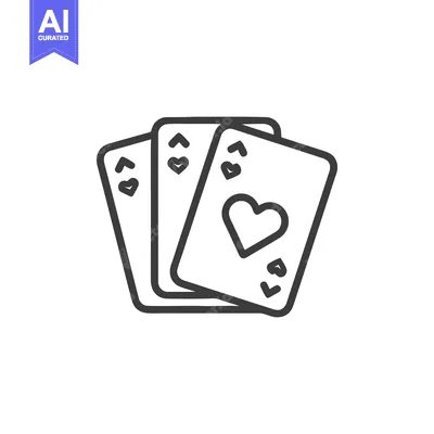 Three Heart Playing Cards Outline Icon, Casino Game Concept, Minimalis
