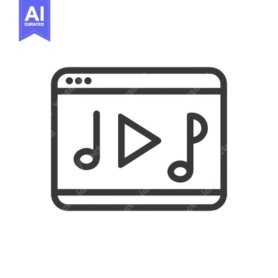 Aset premium populer: Music Player Interface: Play Button and Notes in Minimalist Design
