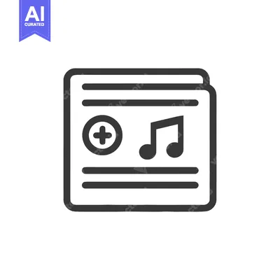 Aset desain premium: Add Music Playlist Icon: New Audio Tracks, Black and White