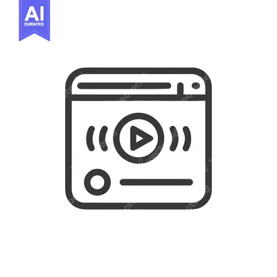 Aset premium populer: Minimalist Video Player Icon with Sound Waves and Play Button