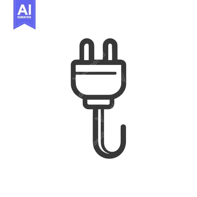 Minimalist Electrical Plug Icon: Clean Line Art on White Background