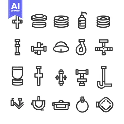 Plumbing and Hardware Installation Line Icon Set