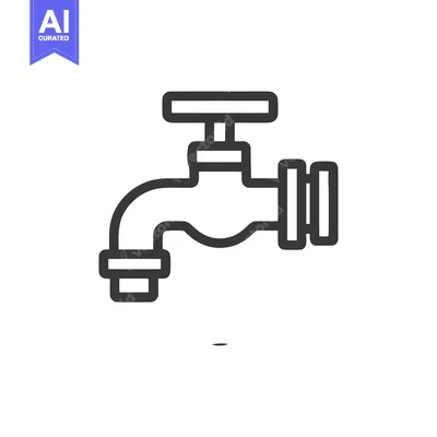 Premium design asset: Minimalist Faucet Icon: Bold Outline on White Background