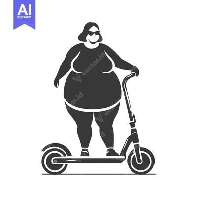 Aset premium populer: Plus-Sized Woman Riding an Electric Scooter