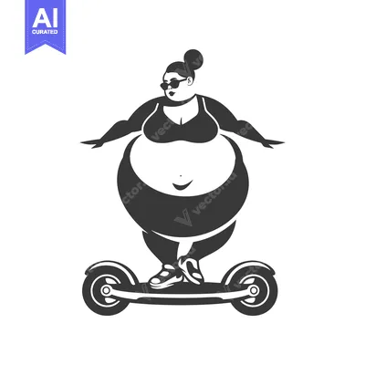 Aset desain premium: Plus-Sized Woman Riding a Self-Balancing Scooter
