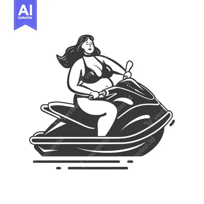 Aset desain premium: Plus-Size Woman Riding a Jet Ski