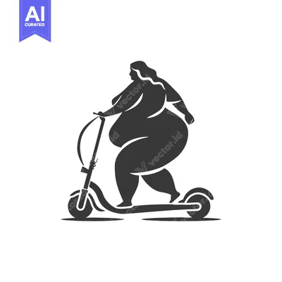 Aset premium populer: Plus Size Woman Riding an Electric Scooter