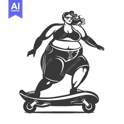 Popular premium asset: Plus-Size Woman Riding a Skateboard