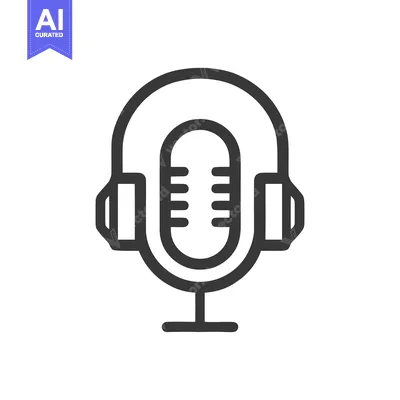Minimalist Podcast Icon: Microphone and Headphones in Bold Outline Sty