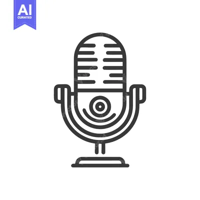 Aset premium populer: Retro Microphone Icon: Bold Line Art for Audio Recording