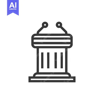 Minimalist Podium Icon: Bold Lines, Public Speaking Symbol, Modern Des